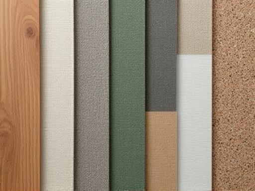 A palette of sustainable materials like reclaimed wood and recycled textiles.